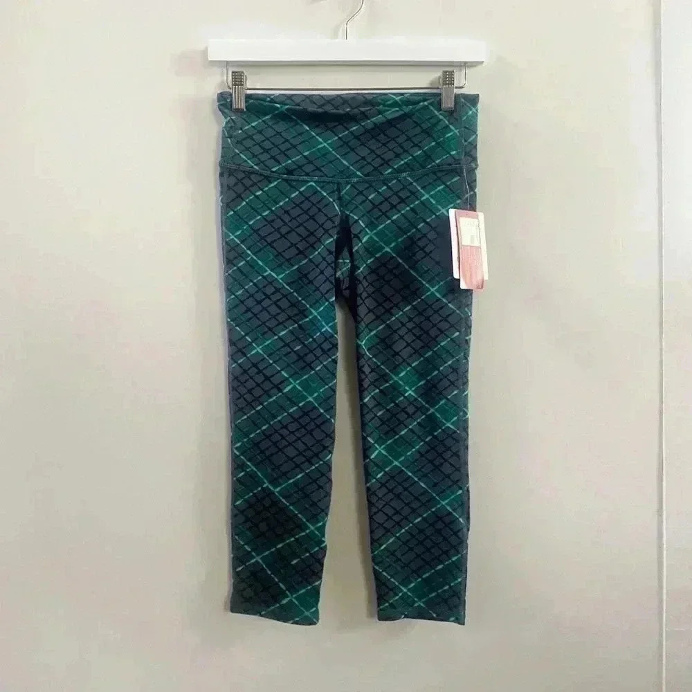 Athleta plaid‎ cropped leggings XS